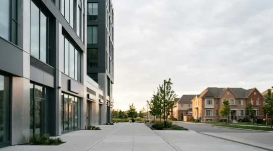 Professional commercial property investment transition visualization