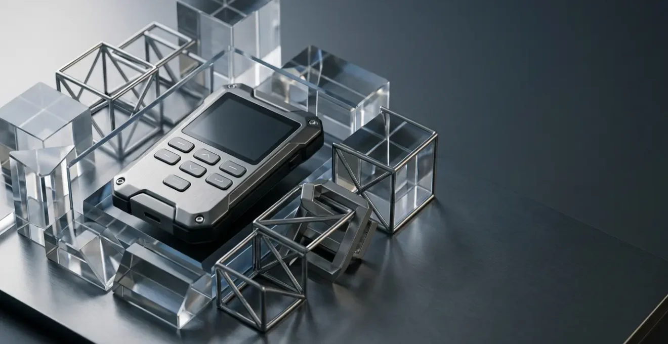 Secure hardware wallet protecting cryptocurrency assets in professional setting