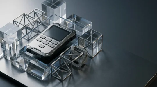 Secure hardware wallet protecting cryptocurrency assets in professional setting