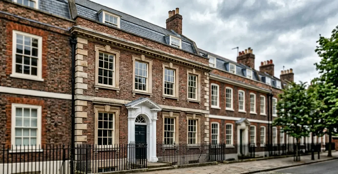 Architectural detail of British heritage property showcasing premium insurance protection for high-value portfolio