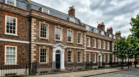 Architectural detail of British heritage property showcasing premium insurance protection for high-value portfolio