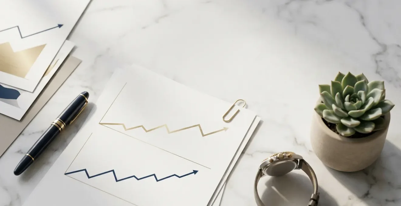 Strategic retirement planning concept with financial documents and growth visualization