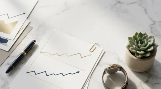 Strategic retirement planning concept with financial documents and growth visualization