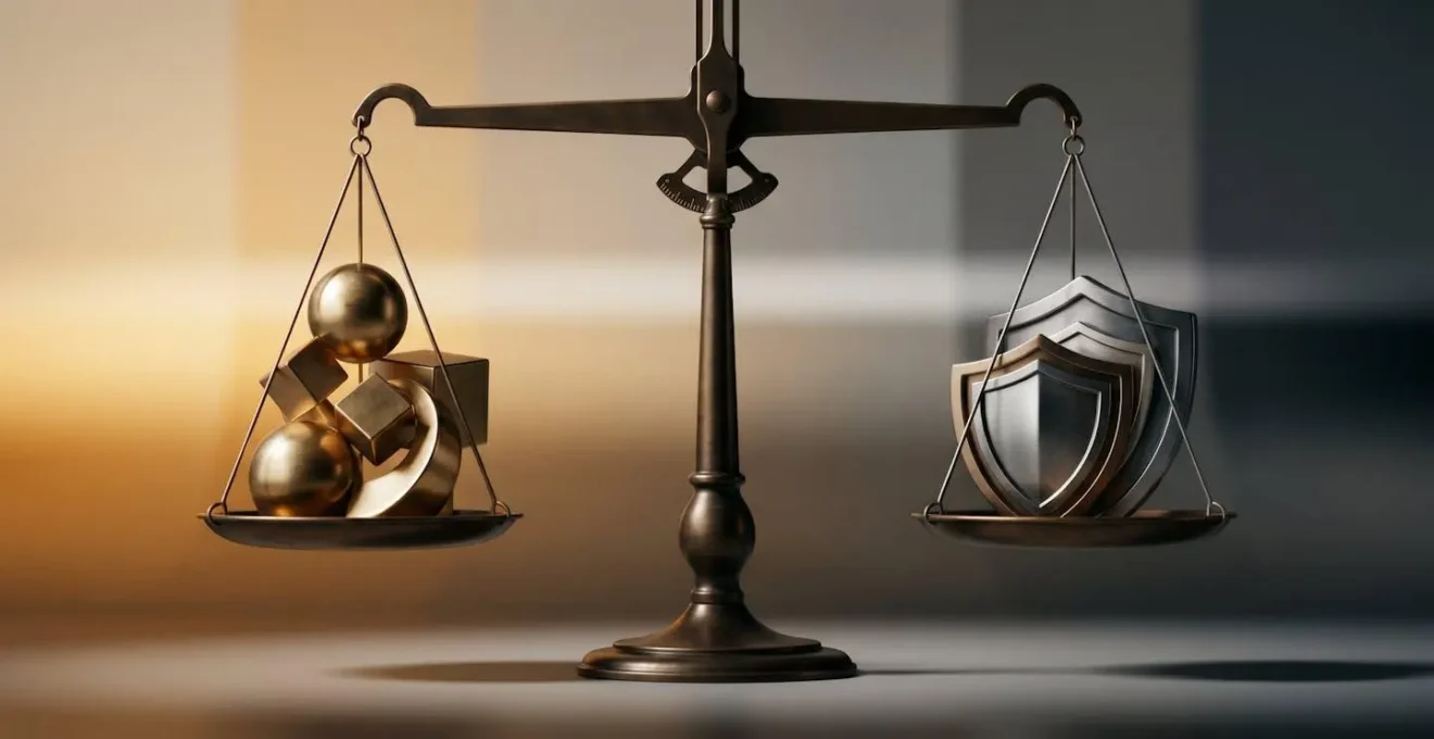 Abstract representation of optimal timing for establishing asset protection trust balancing control and protection