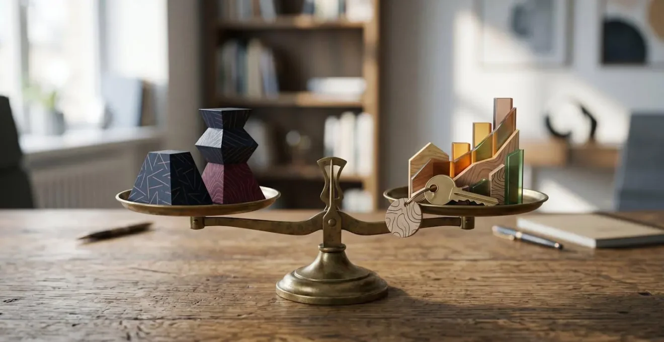A balanced scale showing the priority of paying off high-interest debt versus building wealth through investments.