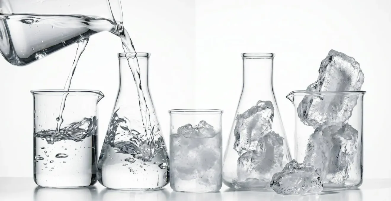 Abstract representation of liquid and illiquid assets using water and ice metaphors, symbolising the liquidity spectrum from flowing water to solid ice.
