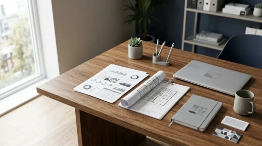 Professional financial planning workspace showing strategic credit management for UK mortgage approval