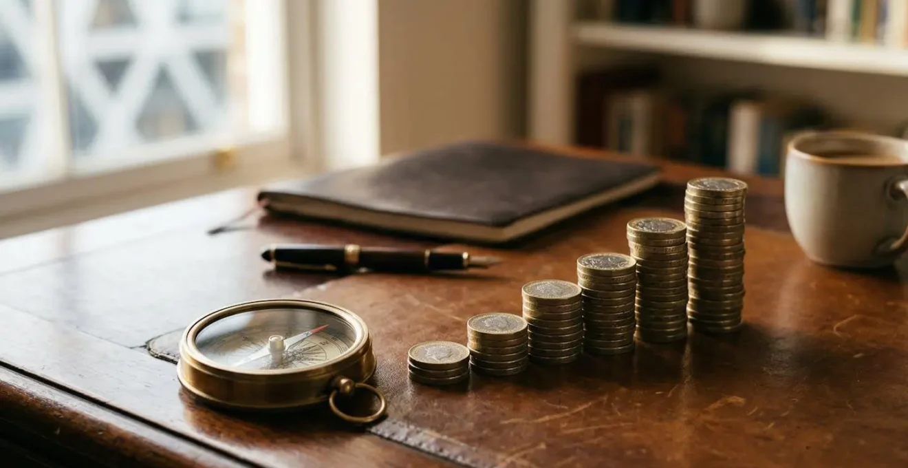 Professional investor analyzing UK blue-chip stock portfolio for pension planning