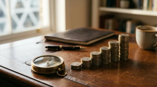 Professional investor analyzing UK blue-chip stock portfolio for pension planning